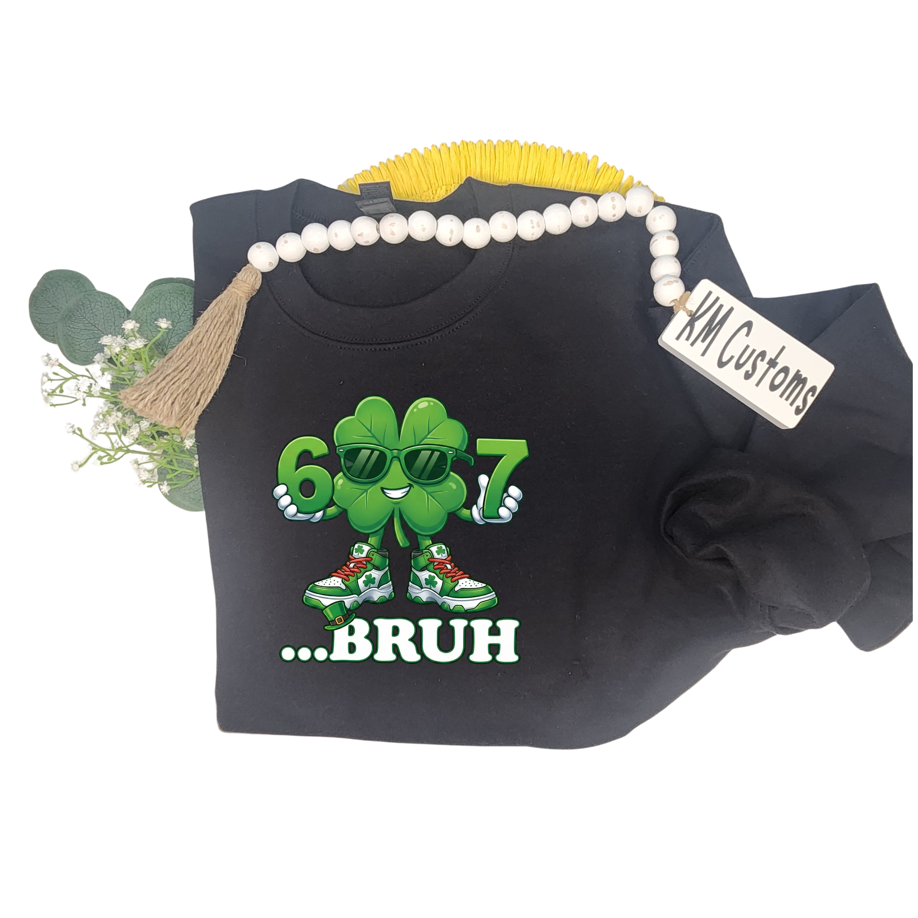 Youth "6...7...BRUH" Lucky Clover Crewneck Sweatshirt