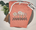 Retro Checkerboard Daisy Graphic Tee