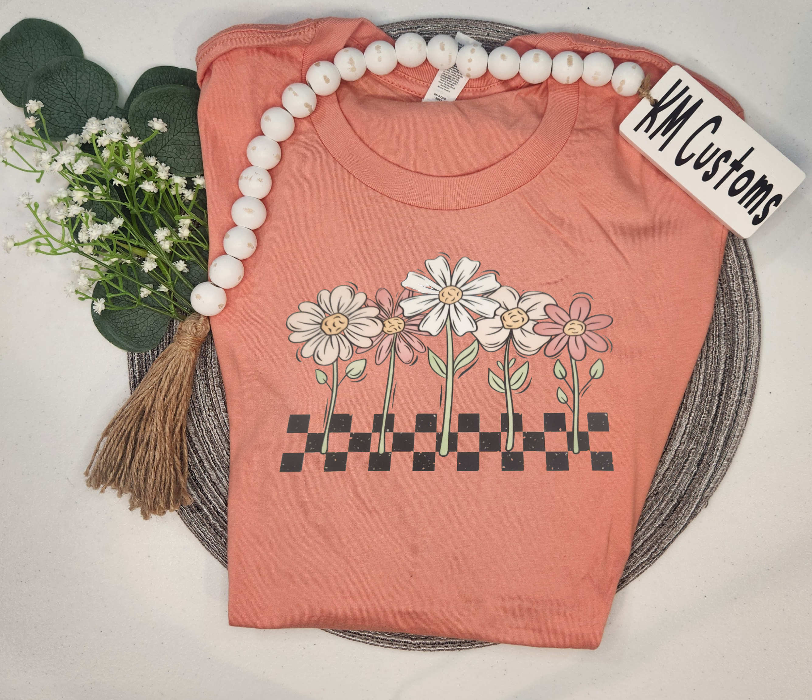 Retro Checkerboard Daisy Graphic Tee