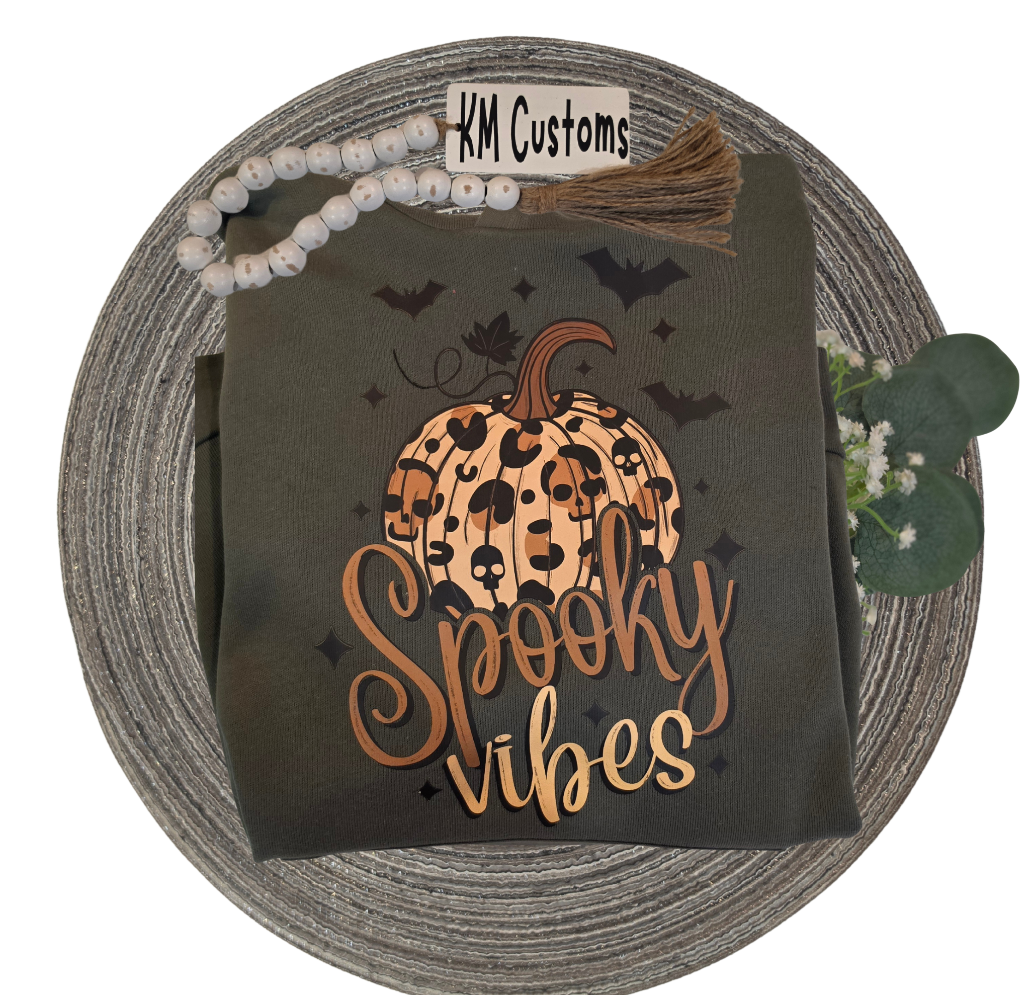 Spooky Vibes Skull Leopard Print Pumpkin Hoodie