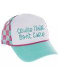 Cruise Hair Don't Care Retro Foam Trucker Hat – Teal & Pink Checkerboard