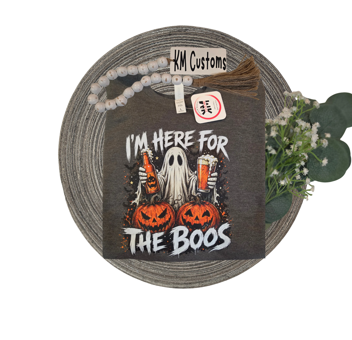 I'm Here for the Boos" Halloween Ghost & Beer Graphic Sweatshirt