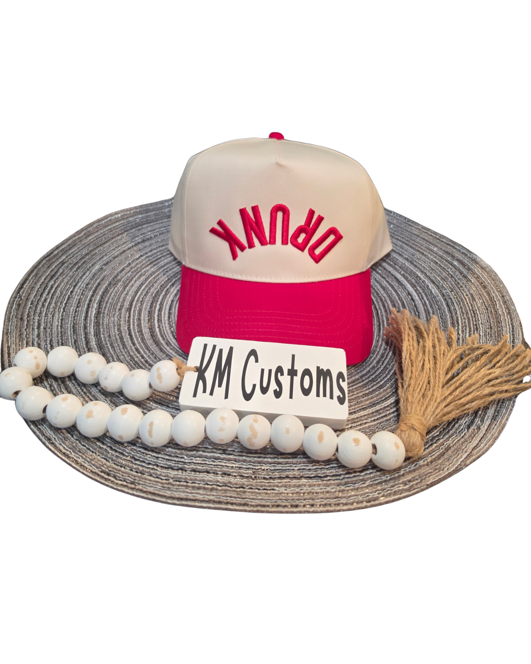 Upside Down "DRUNK" Trucker Hat – Red & Cream